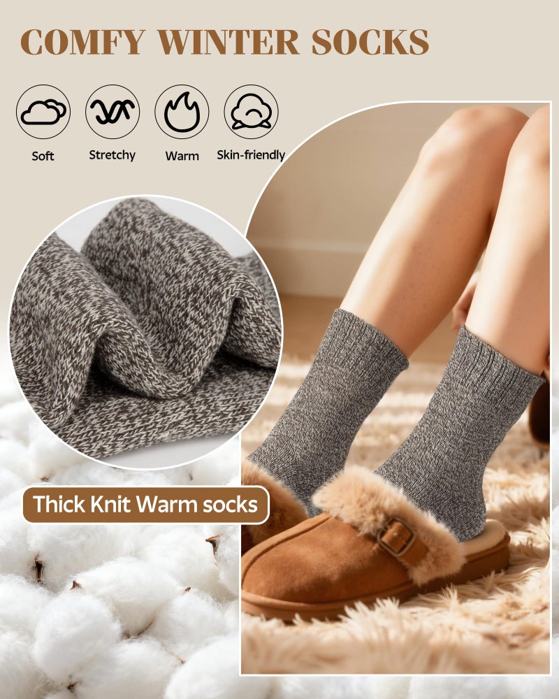 YSense Womens Wool Socks, Winter Boot Socks Stocking Stuffers Gifts for Women Men Warm Crew for Hiking - Image 3